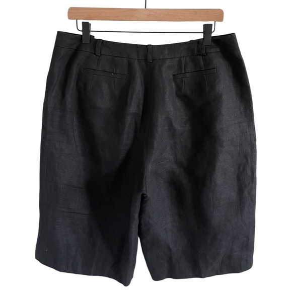 Talbots 100% Irish Linen Bermuda Shorts Coastal Minimalist Black Size 12 - Picture 2 of 10